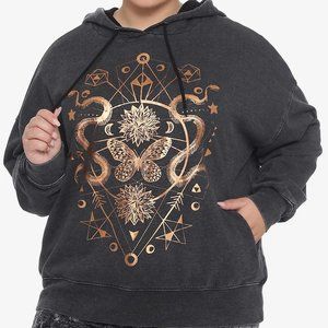 Hot Topic Alchemy Symbol Mineral Wash Hoodie / NWT, sz 5 / rose gold / copper